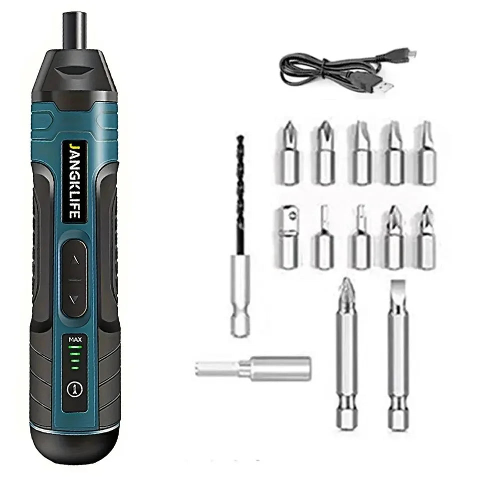 Cordless Electric Screwdriver 3.6V Rechargeable 1300mAh Mini Drill with 6.35mm (1/4") Chuck & Dual LED