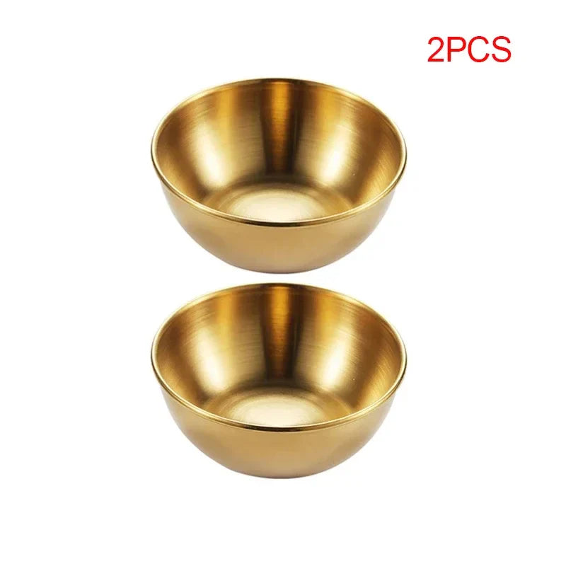 Stainless Steel Sauce & Appetizer Dishes Set — Gold or Silver Condiment Plates 8 x 8 x 3 cm (3.15 x 3.15 x 1.18 in)
