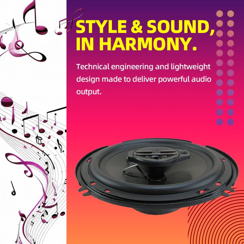 2-Pack 6-Inch (160mm) 3-Way Coaxial Car Speakers 320W Full-Range Hi-Fi for Car and Truck Doors
