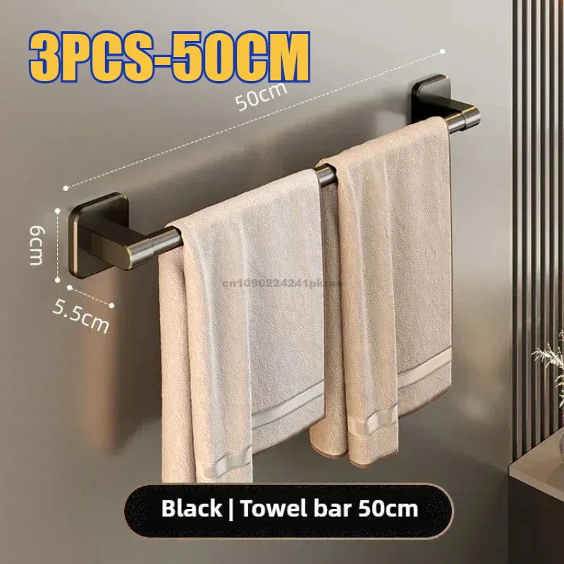 6-Pack Self-Adhesive No-Drill Towel Rack Hooks – Aluminum Wall Towel Holder, Polished Finish