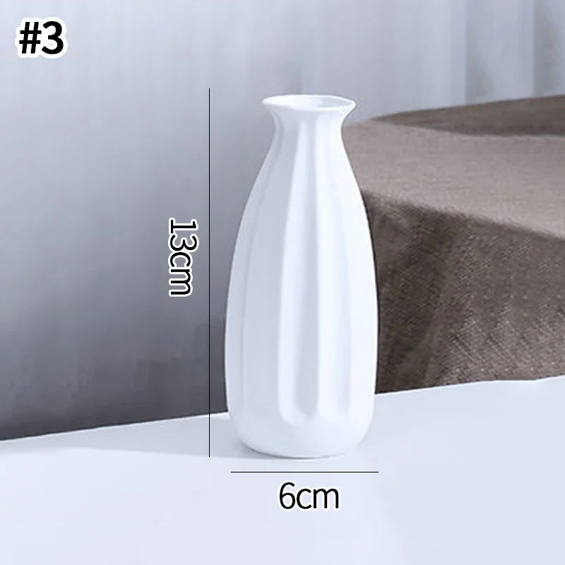 White Ceramic Bud Vase Nordic Matte Decorative Vase for Home Living Room Tabletop Flower Arrangements Photo Props