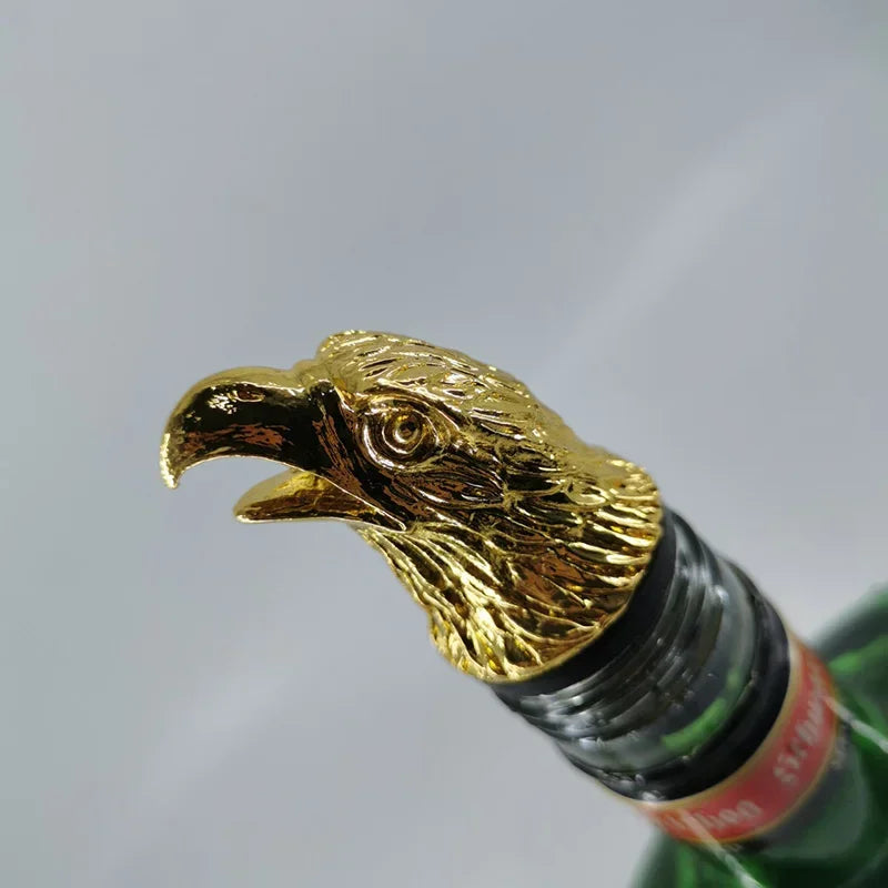 Zinc Alloy Animal Head Wine Pourer - Decorative Bottle Pour Spout & Stopper (Deer, Elk, Lion, Leopard, Wolf, Eagle, Dragon)