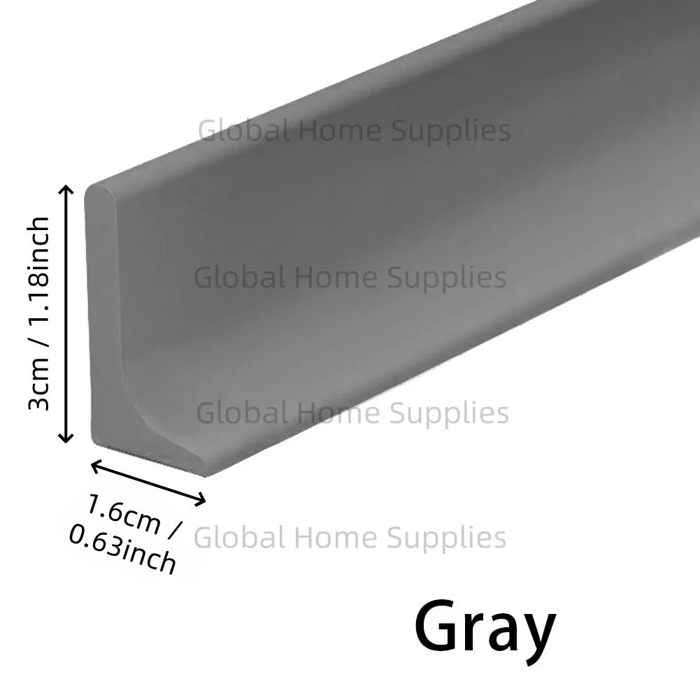 Silicone Shower Threshold Water Dam Strip — Bottom Seal for Glass Shower Door, Wet/Dry Separation, Adjustable 50–300cm (1.64–9.84ft), Heights 3–5cm (1.18–1.97in)