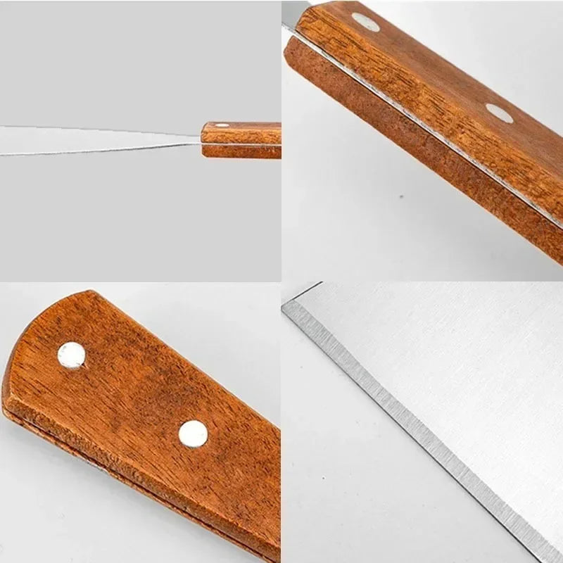 Wooden Handle Stainless Steel Offset Spatula for Steak, Burger, Pancake & Pizza - BBQ Kitchen Scraper