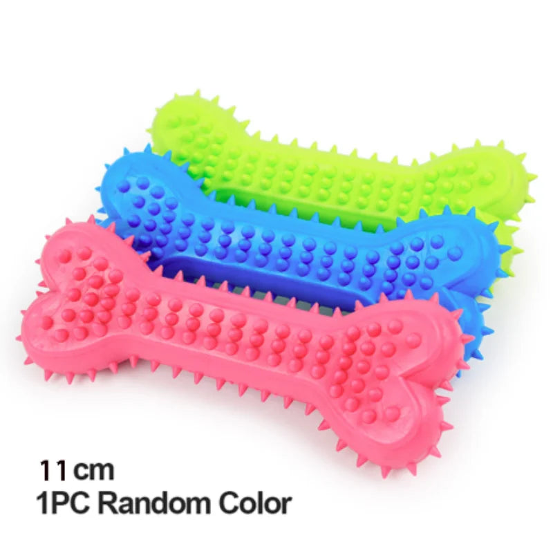 Durable Rubber Bone Chew Toy for Small Dogs - Bite-Resistant Teeth-Cleaning Training Toy