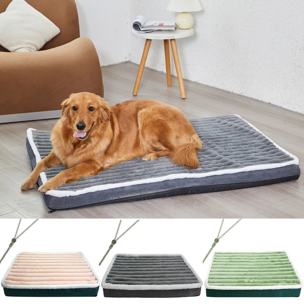 Washable Waterproof Dog Bed Mat with Removable Zipper Cover – Egg Crate Foam Pet Cushion for Large Dogs (M/L/XL/XXL, 19.7–47.2 in | 50–120 cm)