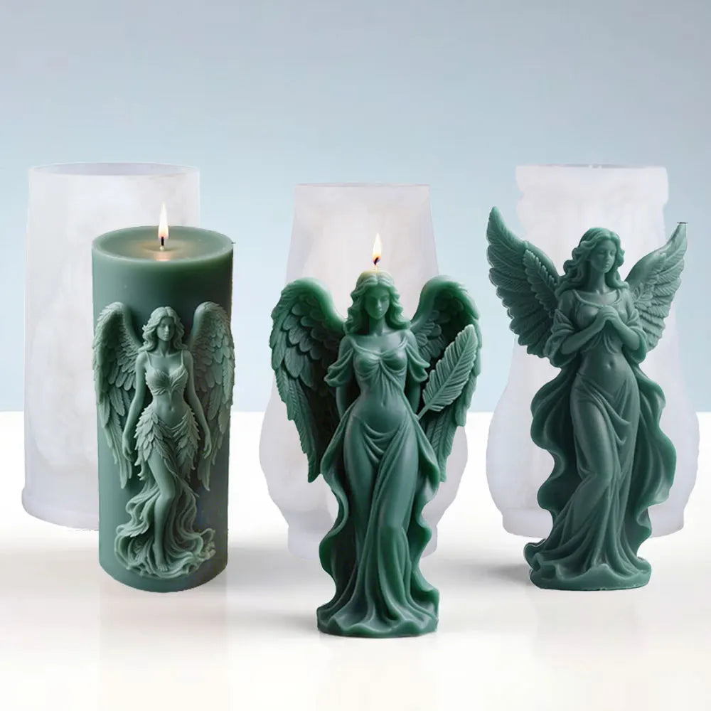 Angel Wings Silicone Candle Mold – Goddess Angel Sculpture Mold for DIY Scented Candles, Resin & Plaster