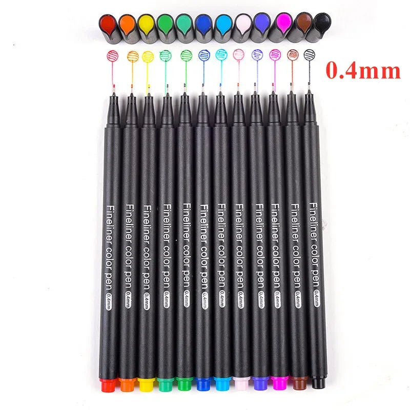 Manga Fineliner Pens - Waterproof Black Pigment Liner Set, Needle & Brush Tip for Sketching, Illustration & Inking (Set of 3–12)