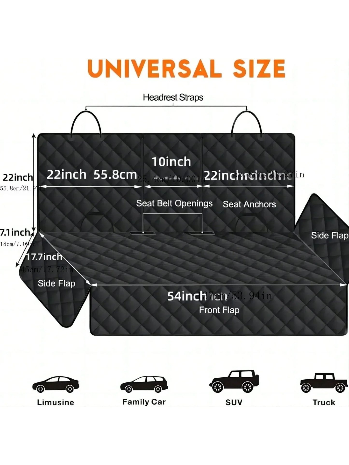 Universal Waterproof Dog Car Seat Cover – Pet Travel Seat Protector with Middle Seat Armrest Access