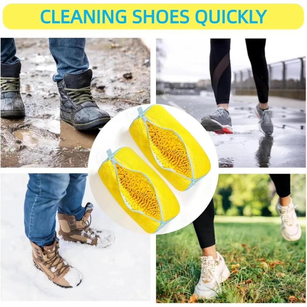 Shoe Washing Machine Bag for Sneakers & Casual Shoes Yellow with Blue Zipper