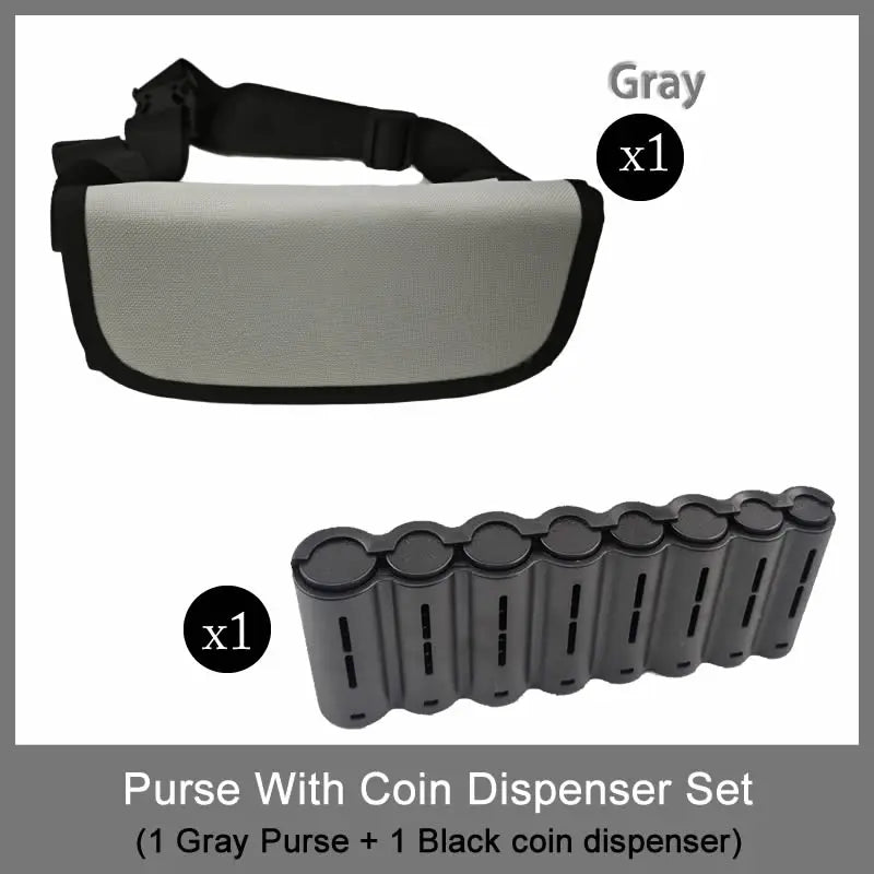 Euro Coin Wallet Fanny Pack 6-Pocket Cashier Waist Bag with 8-Slot Coin Dispenser