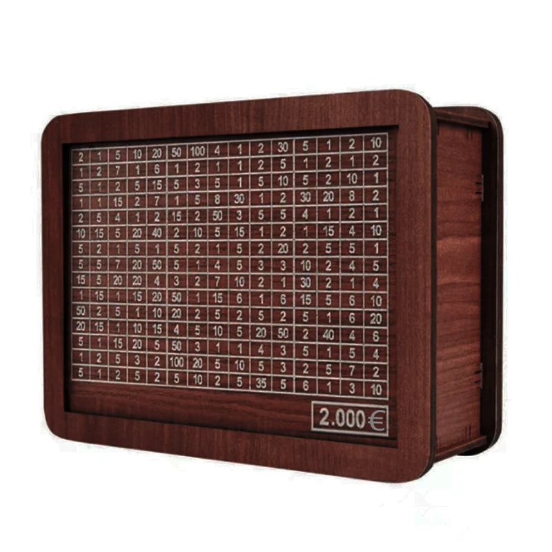 Wooden Money Challenge Box 1000/2000/3000/5000/10000 Euro – Piggy Bank Cash Vault & Savings Case