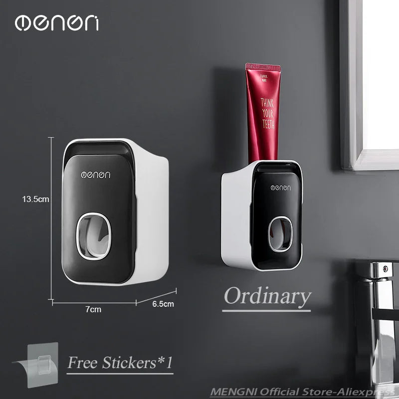 Automatic Wall-Mounted Toothpaste Dispenser & Toothbrush Holder – Punch-Free Bathroom Organizer