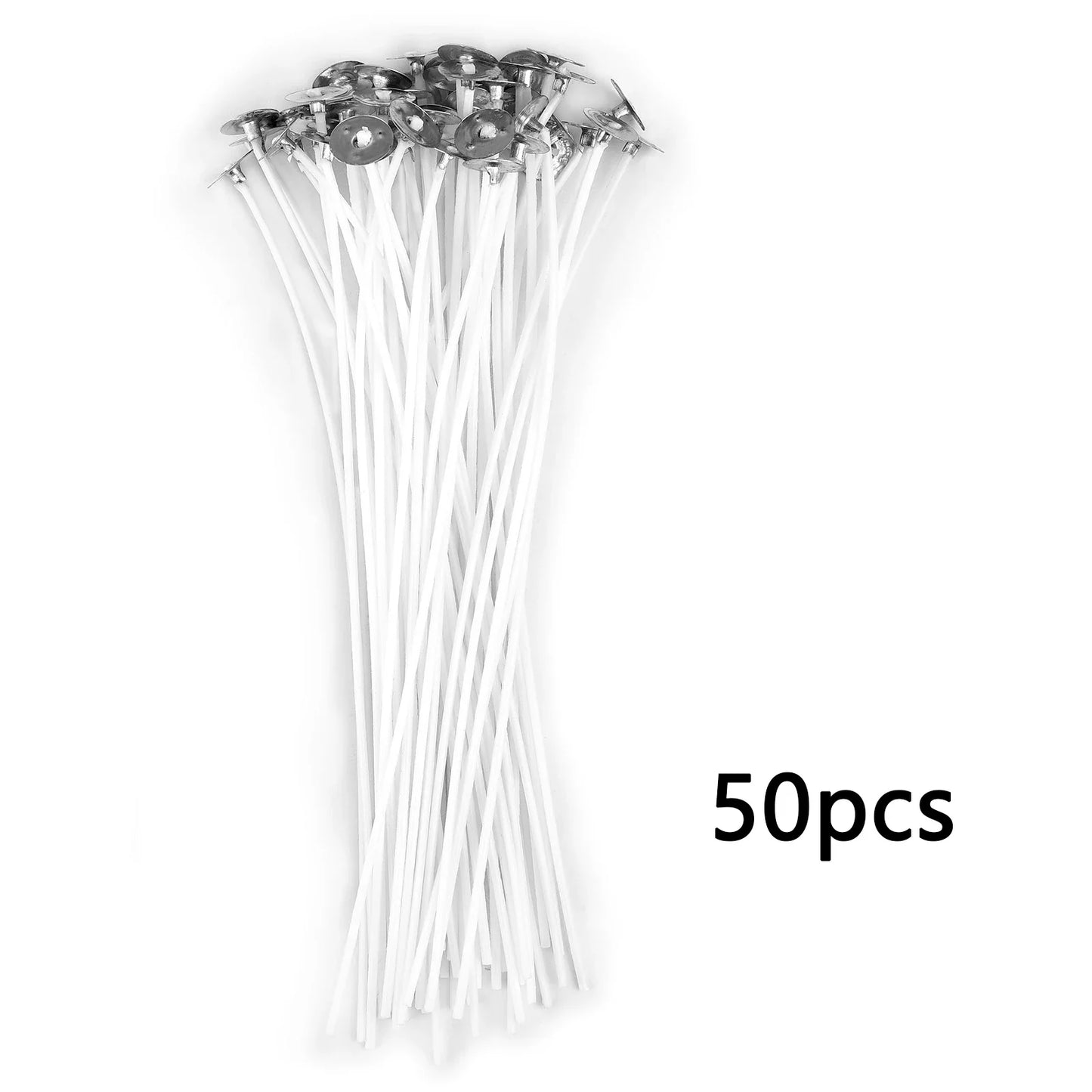 Pre-Waxed Pure Cotton Candle Wicks — 50/100 Pack, Smokeless DIY Candle Wicks, Multiple Lengths 2.6–20 cm (1.0–7.9 in)