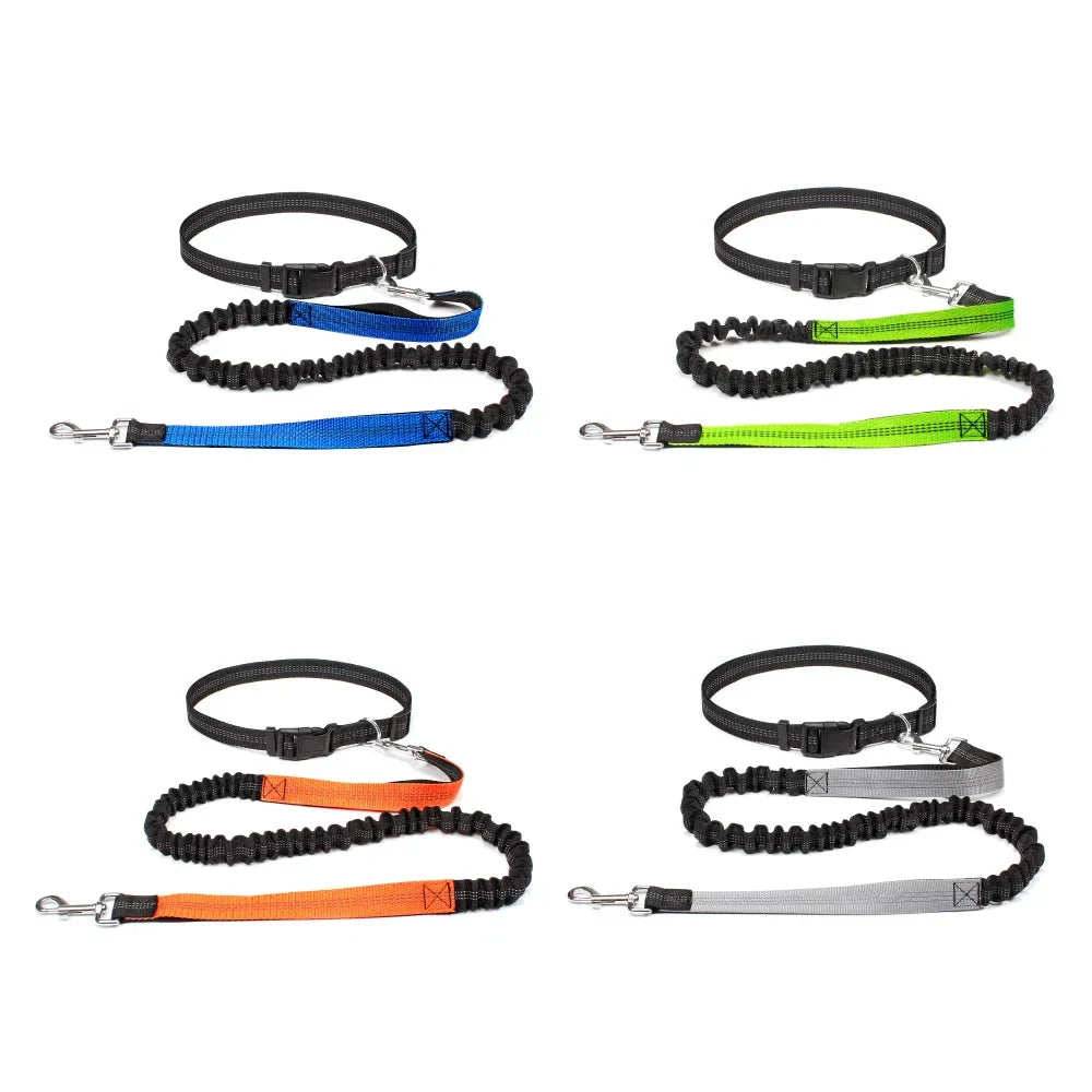 Hands-Free Dog Leash – Adjustable Waist Belt & Chest Strap, Reflective Running Jogging Leash 27.5–47 in (70–120 cm) Waist, 50–70 in (125–180 cm) Leash