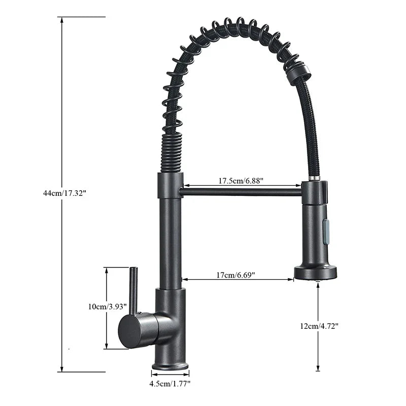 Brushed Gold Pull-Down Kitchen Faucet, Spring Spout Single-Handle Deck-Mount Hot & Cold Mixer