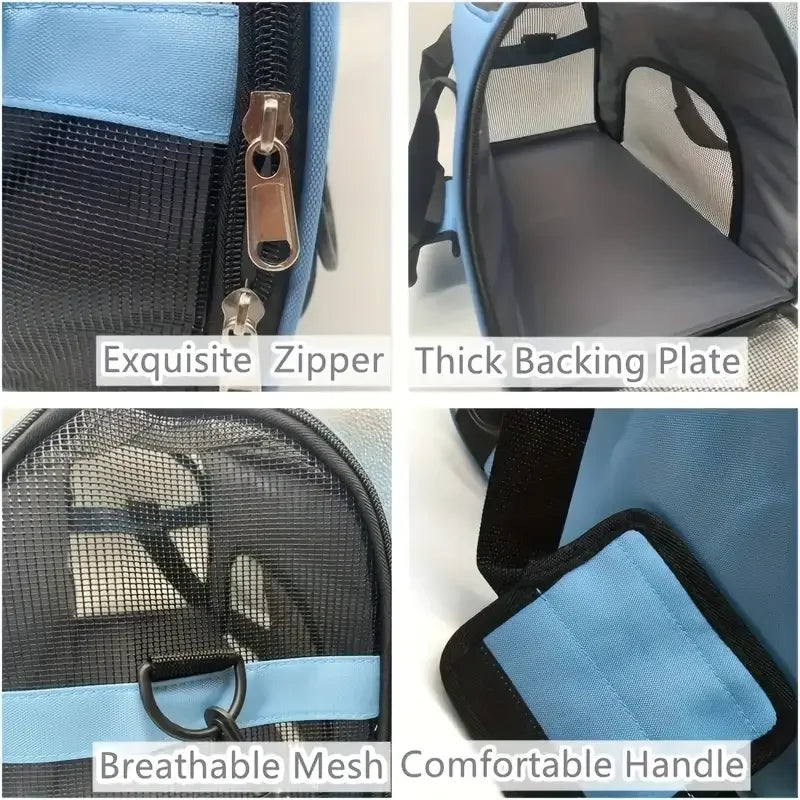 Portable Soft-Sided Pet Carrier Bag – Breathable Mesh Travel Carrier for Cats, Dogs & Puppies (S/M/L)
