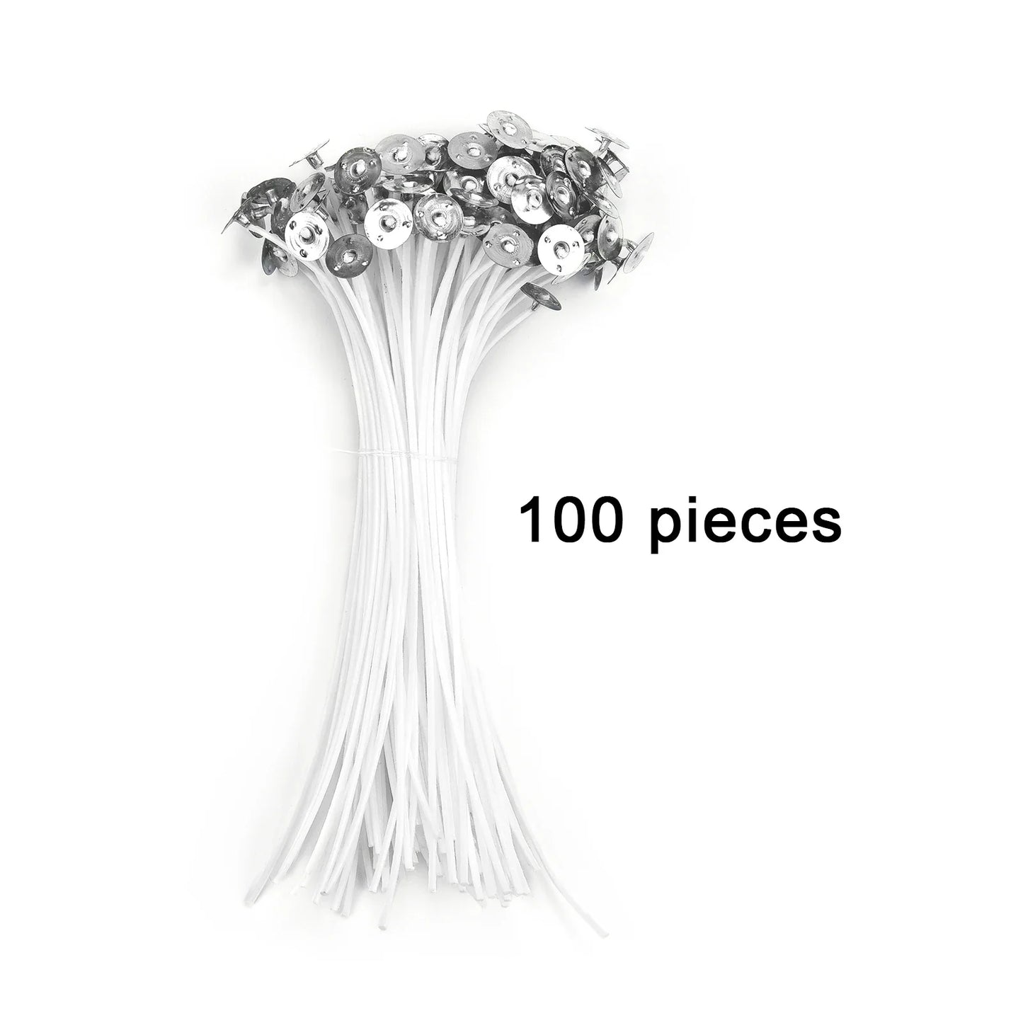 Pre-Waxed Pure Cotton Candle Wicks — 50/100 Pack, Smokeless DIY Candle Wicks, Multiple Lengths 2.6–20 cm (1.0–7.9 in)