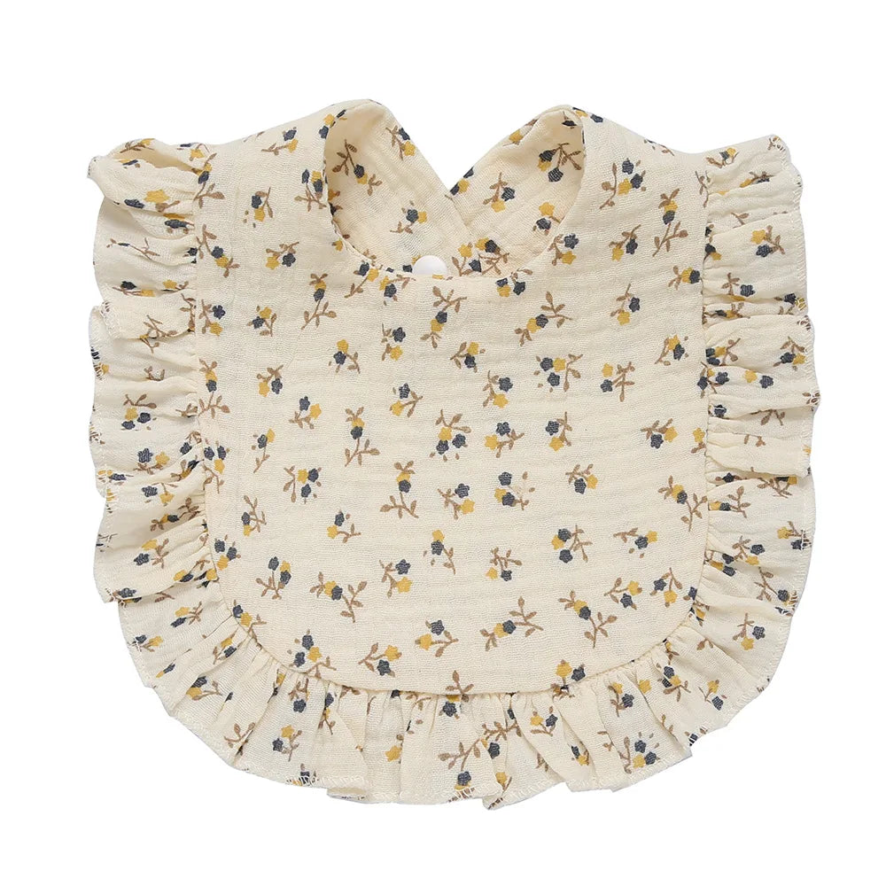 Muslin Cotton Baby Bibs & Burp Cloths - Ruffle Bandana Drool Bibs for Newborns