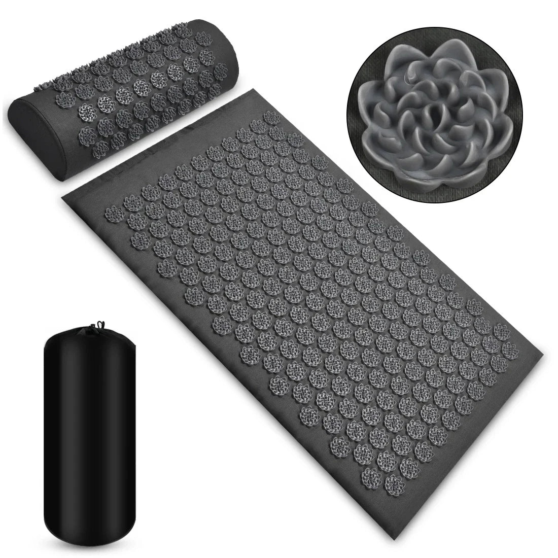 Shiatsu Acupressure Mat & Neck Pillow - Spike Massage Pad for Back, Neck & Feet | Yoga Pilates Relaxation