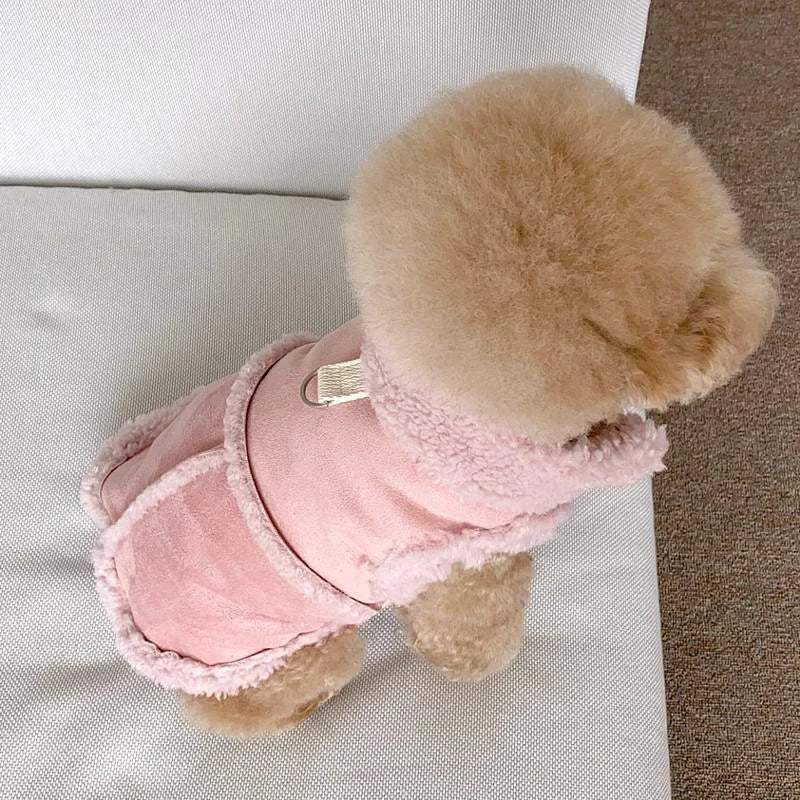 Warm Wool Dog Vest for Small & Medium Dogs — Solid Velvet Pet Jacket with Traction Buckle (Autumn/Winter)