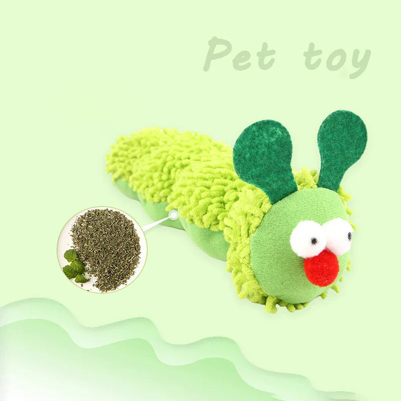 Caterpillar Cat Chew Toy with Catnip & Silvervine — Interactive Dental Molar Teaser for Cats & Kittens