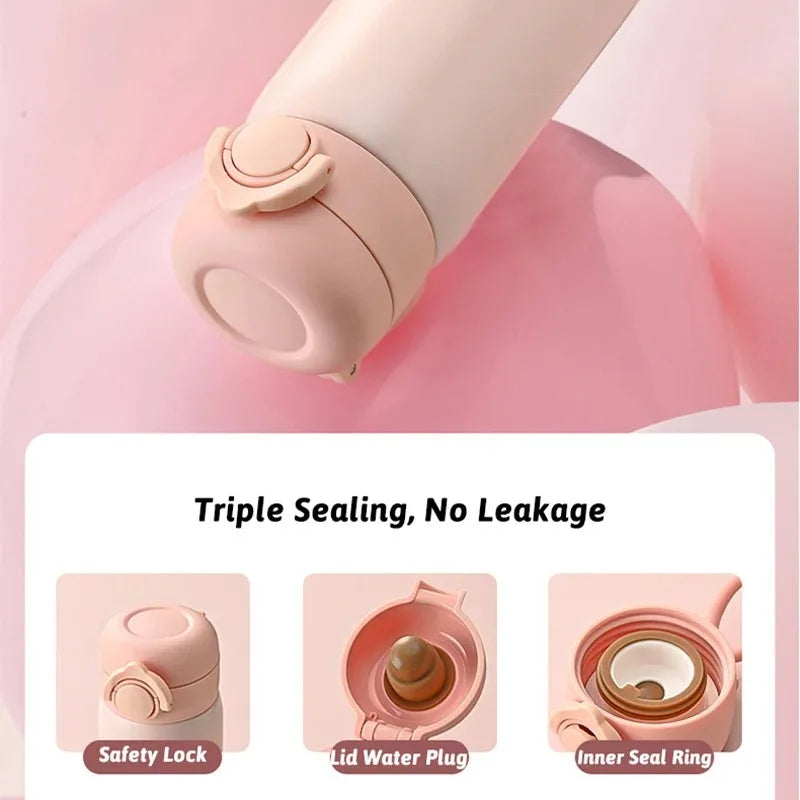 500ml (16.9 oz) 316 Stainless Steel Vacuum Insulated Thermos Bottle, Leakproof Travel Tumbler with One-Hand Push Lid