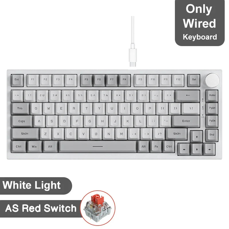 75% 82‑Key Hot‑Swappable Mechanical Gaming Keyboard — Tri‑Mode Wired/2.4GHz/Bluetooth, RGB, TFT Screen, Metal Volume Knob, USB Type‑C