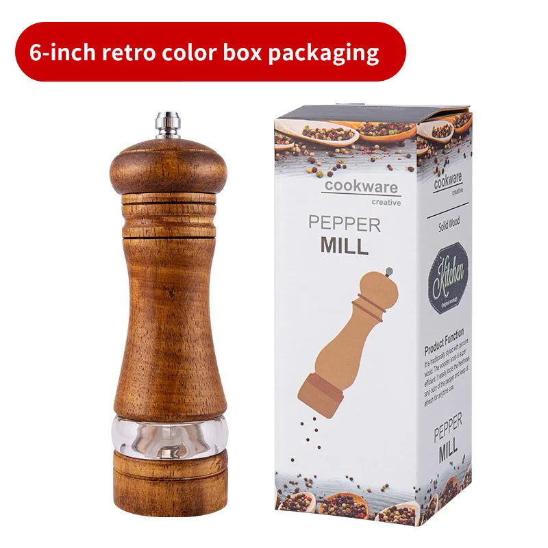 Manual Pepper Mill – Acrylic & Rubber Wood with Ceramic Core | Freshly Ground Pepper Grinder