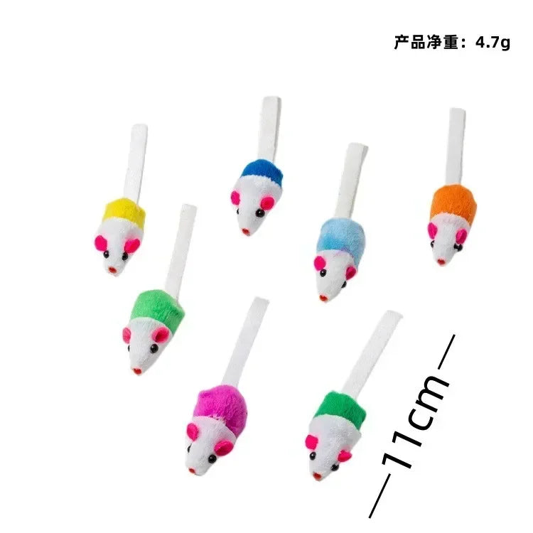 3–200 Pack Rattle Cat Mouse Toys – Prefilled Catnip Faux Fur Interactive Cat Toys for Cats