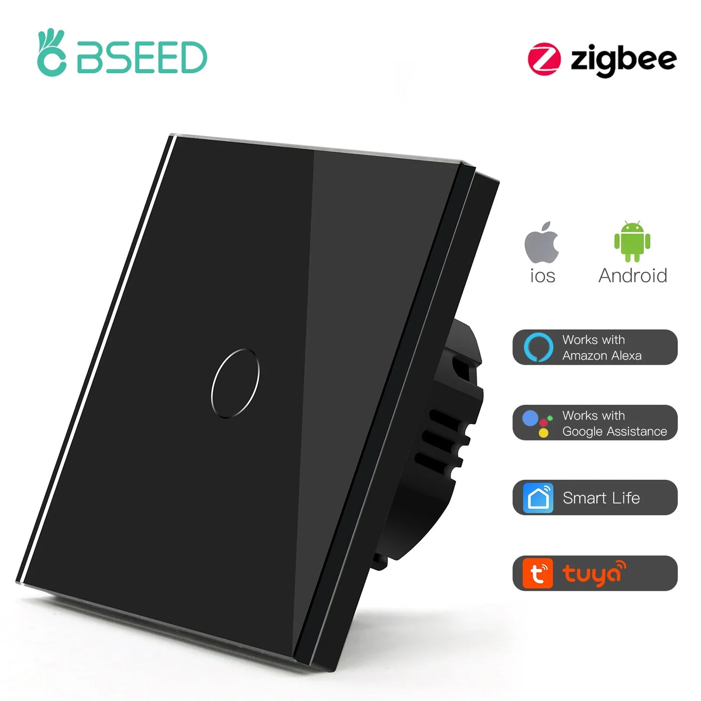 Smart Zigbee Touch Light Switch – 1/2/3-Gang 1-Way | Tuya/Smart Life Compatible, Google Home & Alexa