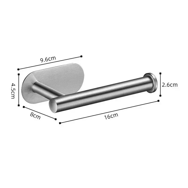 Self-Adhesive Stainless Steel Toilet Paper Holder Matte Black – No-Drill Wall Mount