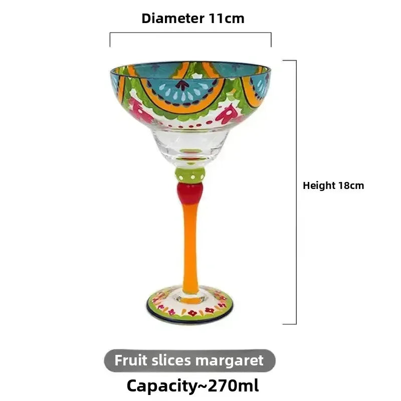 Handmade Colorful Margarita and Champagne Cocktail Glasses Set, Creative Glassware for Home Bar, Weddings and Parties