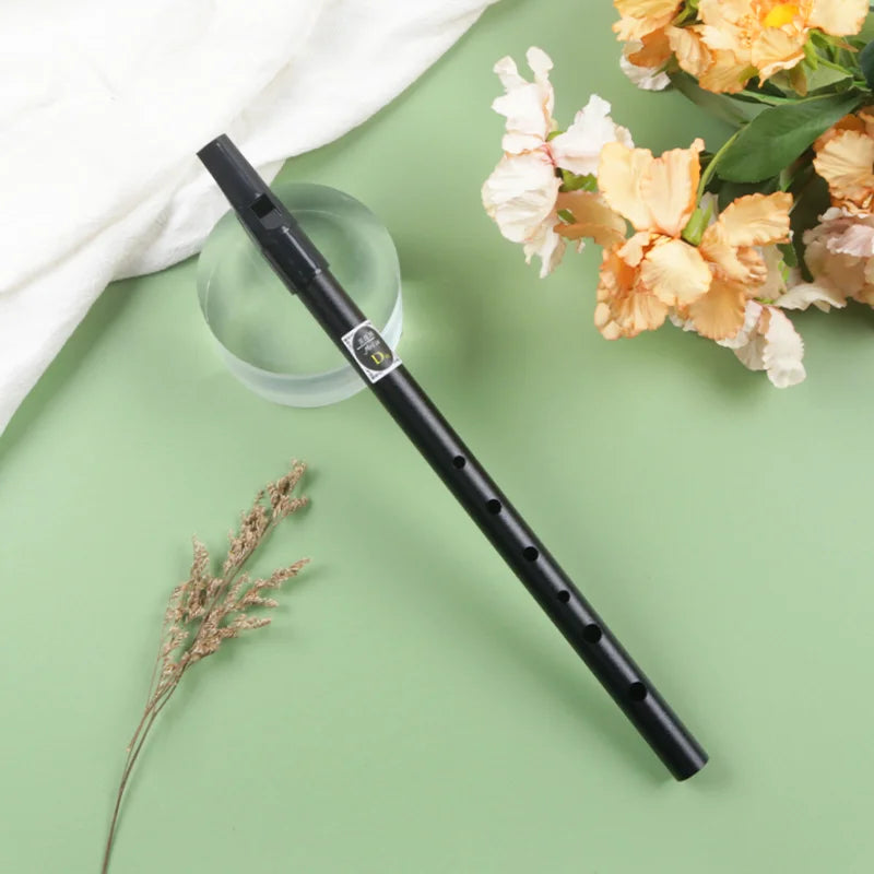 Tin Penny Whistle (C/D Key) 6-Hole Irish Whistle Flute, Alloy & ABS, Includes Music Book and Pouch