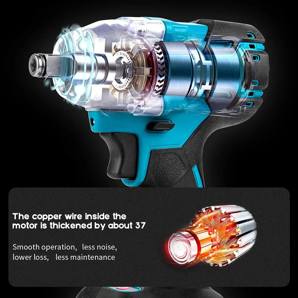 2-in-1 Brushless Cordless Impact Wrench 1/2-Inch Drive with LED Light — 520 N·m Max Torque, Compatible with 18V Batteries