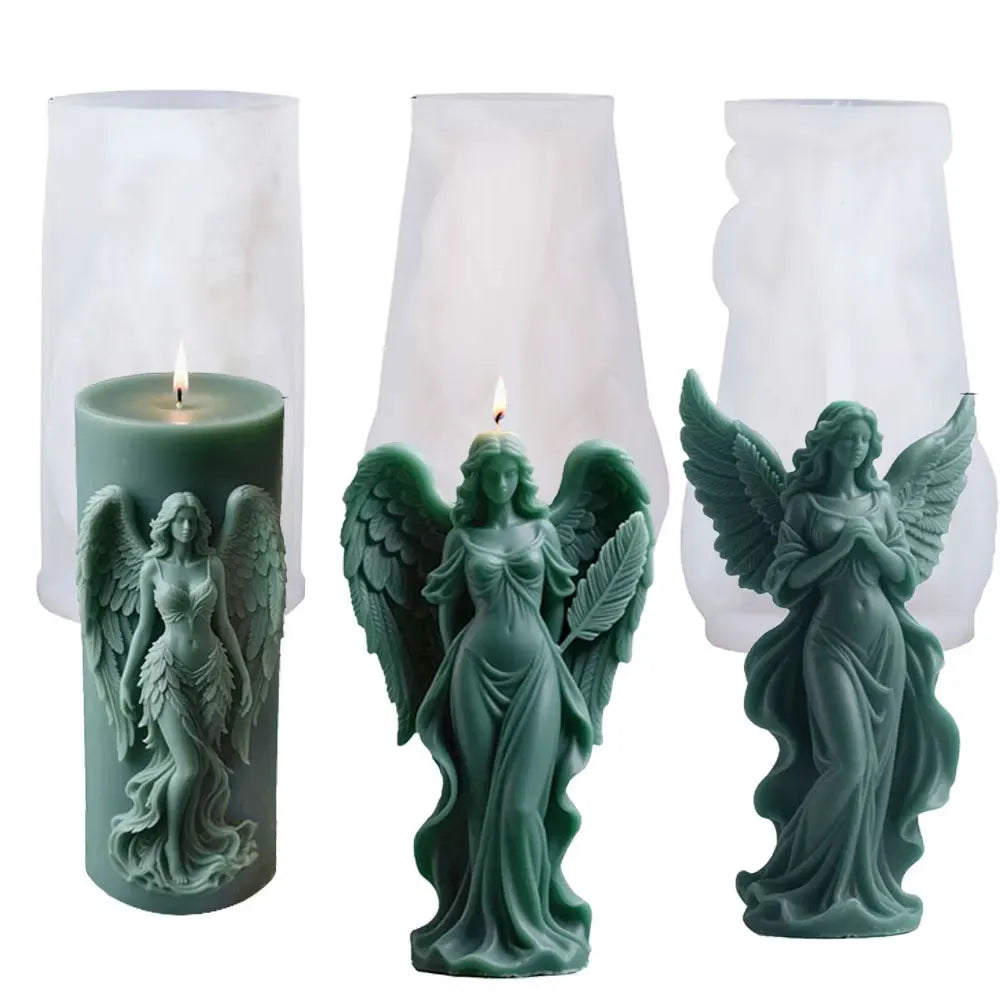 Angel Wings Silicone Candle Mold – Goddess Angel Sculpture Mold for DIY Scented Candles, Resin & Plaster