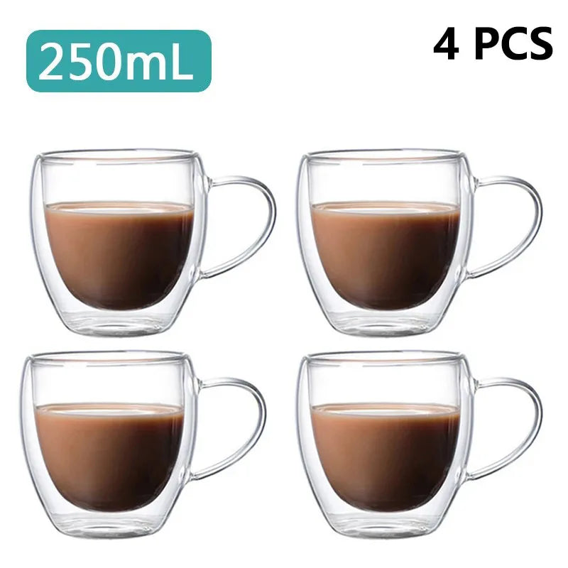 Double Wall Borosilicate Glass Mug - Heat-Resistant Insulated Tumbler for Coffee, Tea, Whiskey, Beer & Cocktails - Gift