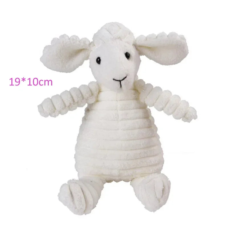 Plush Corduroy Squeaky Dog Toy, Bite-Resistant Animal Plush for Puppies & Small to Large Dogs, Training & Chew Toy