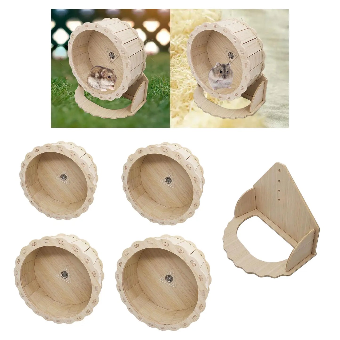 Wooden Silent Hamster Exercise Wheel — Running Wheel for Hamsters, Gerbils & Small Pets (15–23 cm / 5.9–9.1 in)