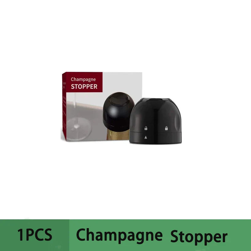 Vacuum Wine Bottle Stopper Pump — 1 or 2-Pack Push-Style Vacuum Seal with Date Marker, Reusable Wine Preserver (Black)