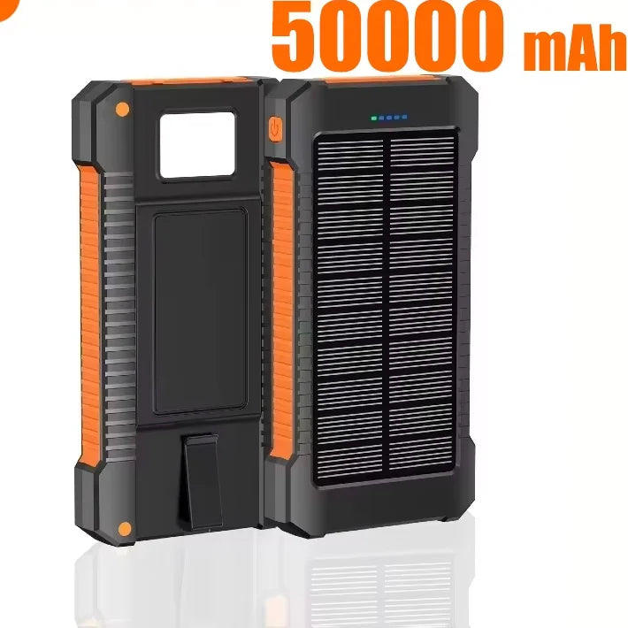 Waterproof Solar Power Bank 50,000/100,000/200,000mAh Dual USB PD 20W & 120W Fast Charge Portable Charger with LED Display & Flashlight for Camping & Travel