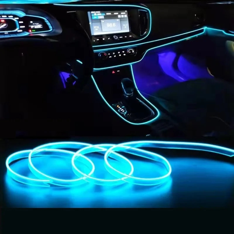 Car Interior LED EL Neon Strip - Flexible Ambient Auto Light for DIY 1/3/5/10M (3.3/9.8/16.4/32.8 ft)
