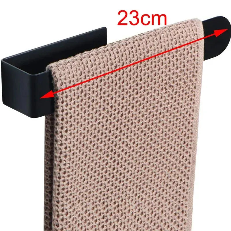Self-Adhesive No-Drill Stainless Steel Towel Bar – Single Rod Wall Rack (9.1 in / 23 cm, 14.6 in / 37 cm)