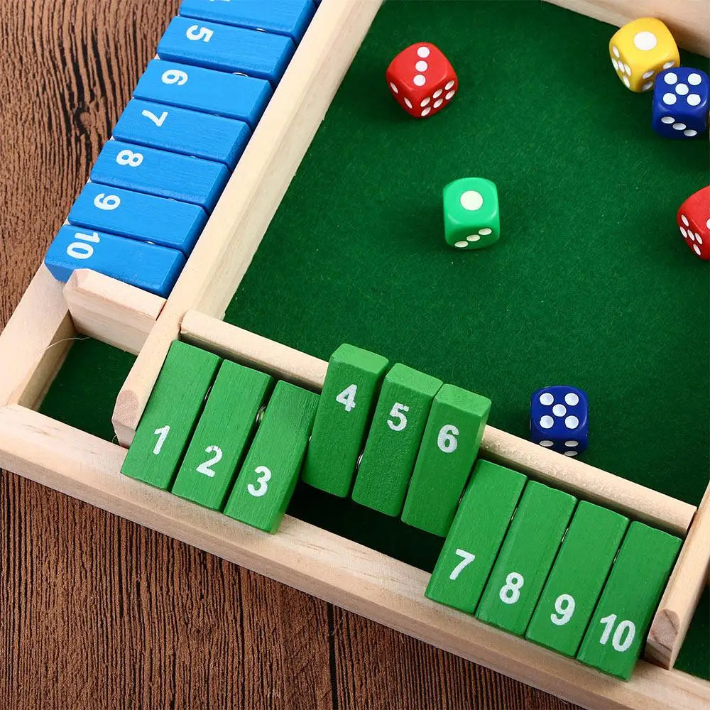 Wooden Arithmetic Dice Game Shut the Box 4-Player Party & Family Number Game
