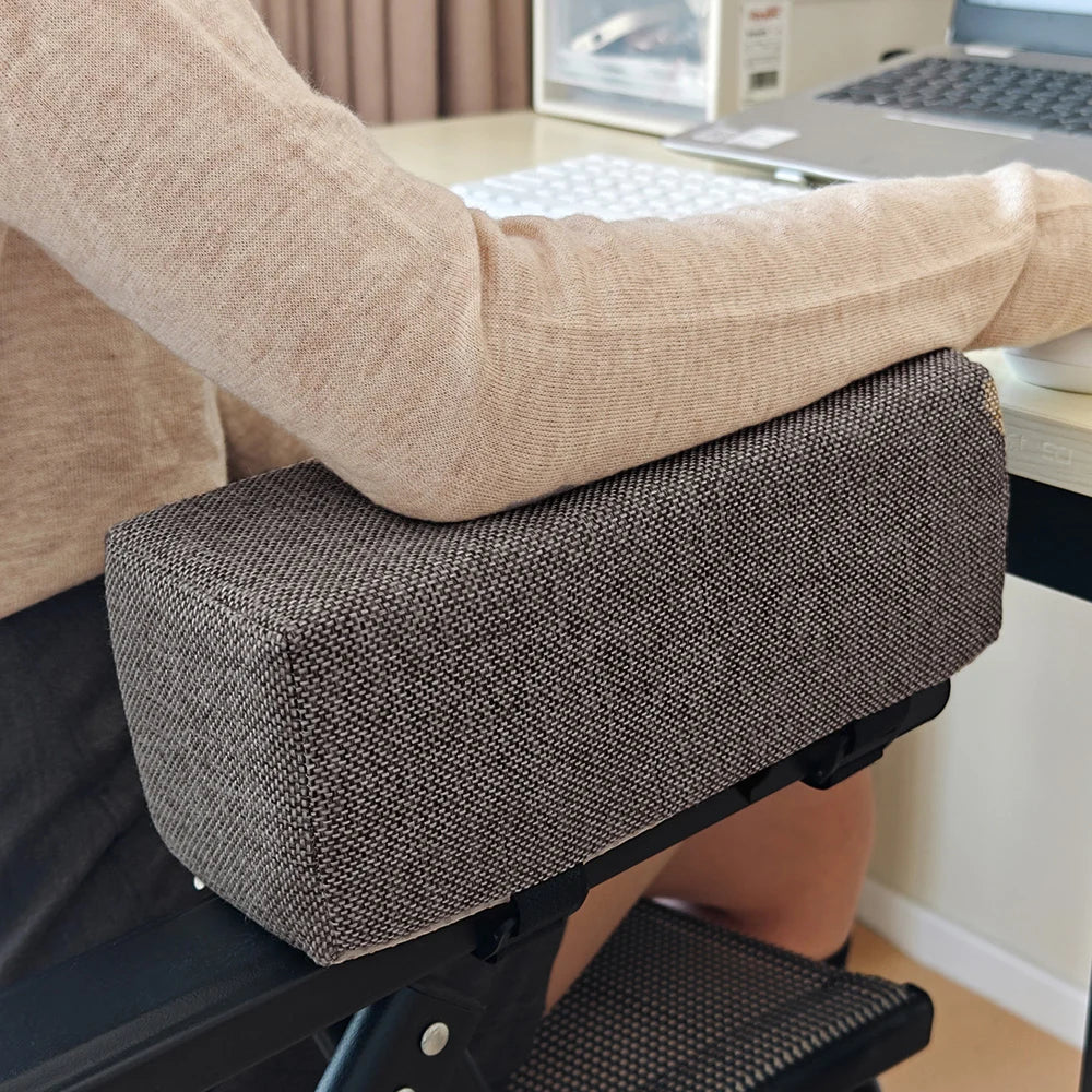 PU Foam Armrest Cushion Pad for Office & Gaming Chair, Linen-Style Elbow Rest — Removable Washable Cover, 10.6 x 4.7 x 3.9 in (27 x 12 x 10 cm)