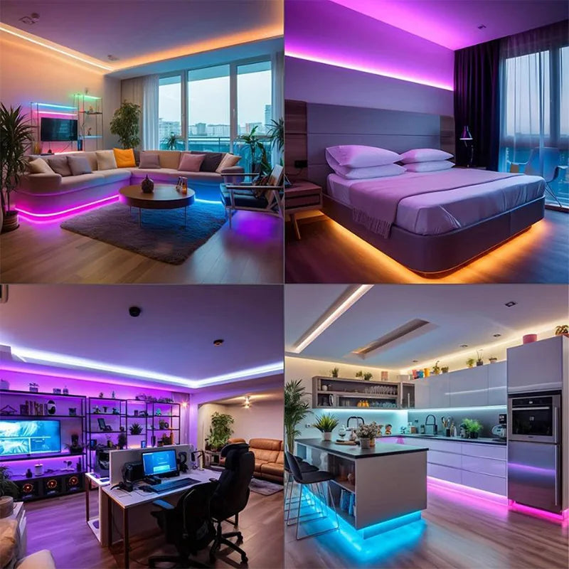 RGB LED Strip Lights 5–40m (16–131 ft) Music Sync Smart App & Remote SMD5050 TV Backlight 24V IP20