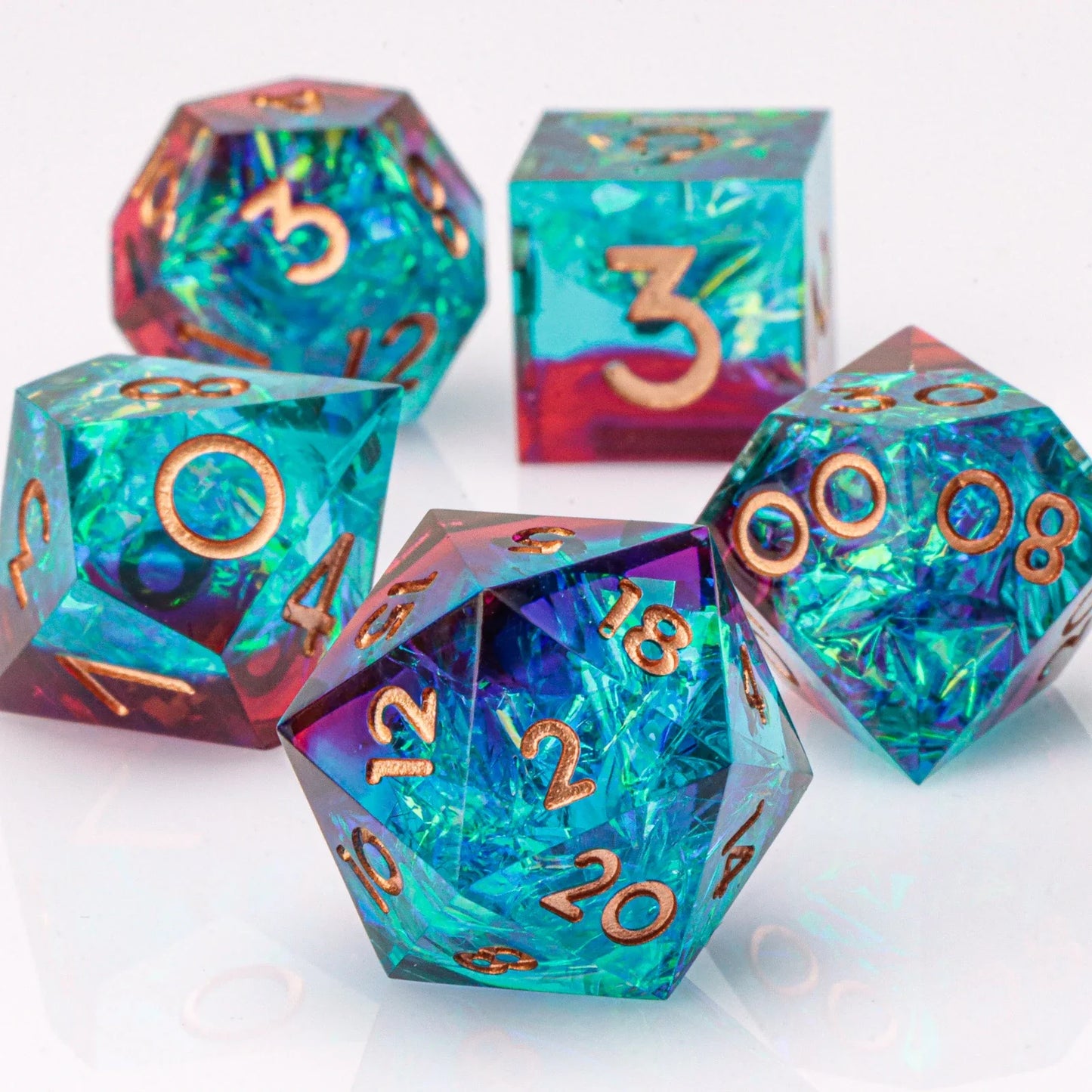 Handmade Resin 7-Piece D20 Polyhedral Dice Set for Dungeons & Dragons & Tabletop RPGs