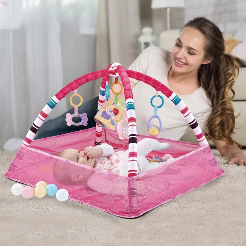 Baby Activity Gym Play Mat with Toy Rack – Educational Crawling Blanket & Infant Sensory Rug