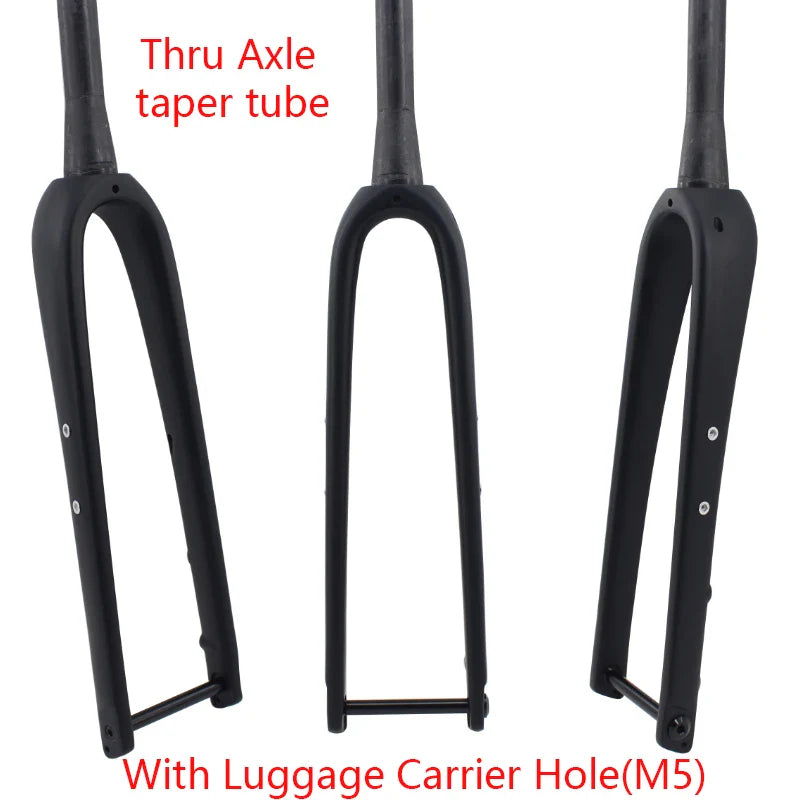 700C Full Carbon Gravel & Cyclocross Road Bike Fork — Flat Mount Disc Brake, Rack/Fender Mount, Tapered or Straight Steerer