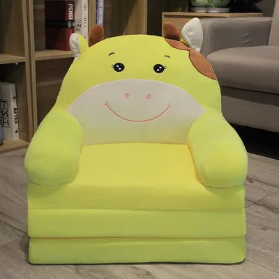 Foldable Kids Cartoon Sofa Bed — Plush Toddler & Baby Seat, Princess Nap Cushion